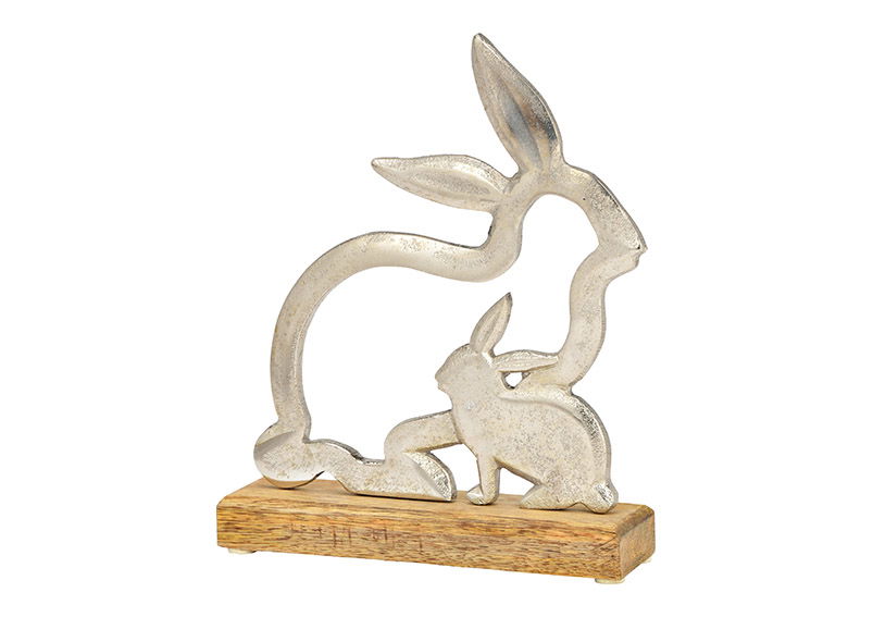 Aufsteller Hase Auf Mangoholz Sockel Aus Metall Gold B H T 18x22x5cm