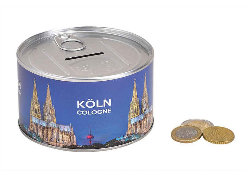 Spardose Urlaubskasse Kölner Dom Bunt aus Metall (B/H/T) 10x6x10cm