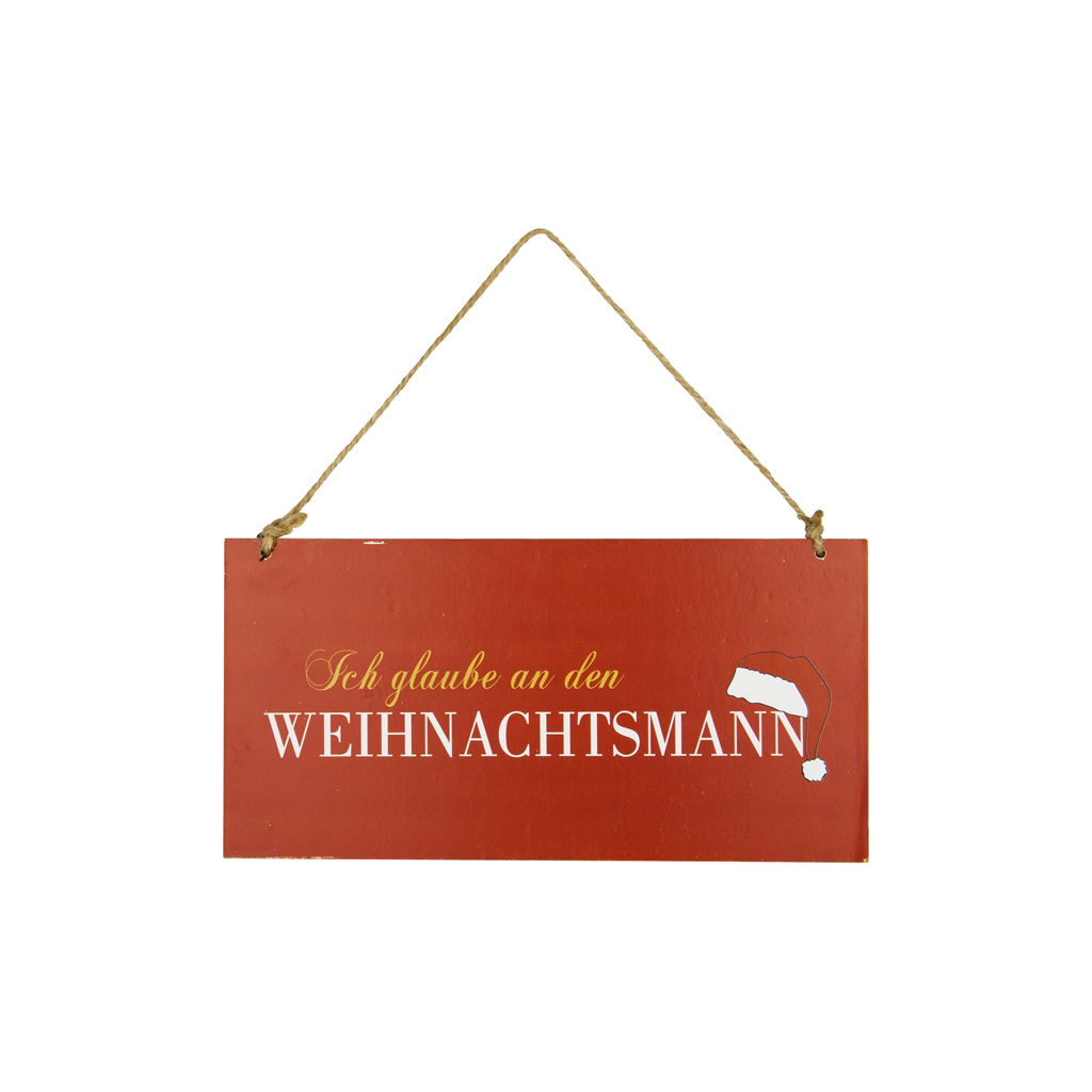 Dekoschild Ich glaube an den Weihnachtsmann , Holz, 24x0.6x12cm, 1 Stck, rot