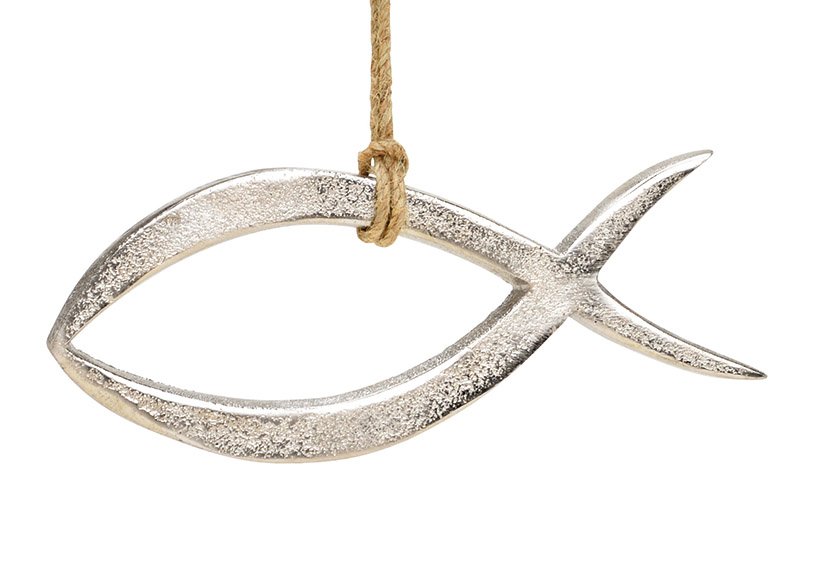 Hanger Christians fish of metal silver (W/H/D) 18x7x1cm