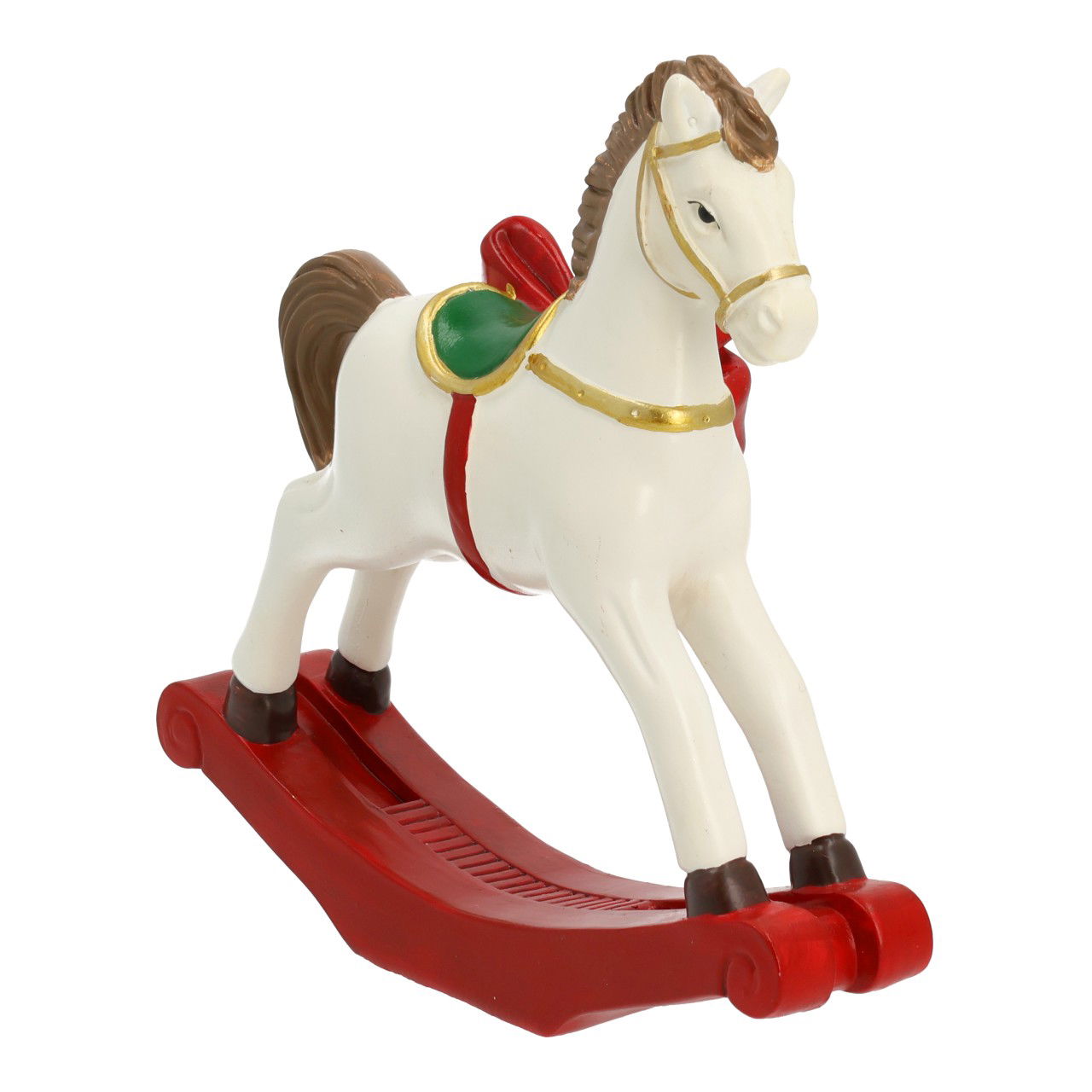 Schaukelpferd aus Poly, Rot/Weiß (B/H/T) 18x18x3cm Figur, Tier, Pferd, Säugetier