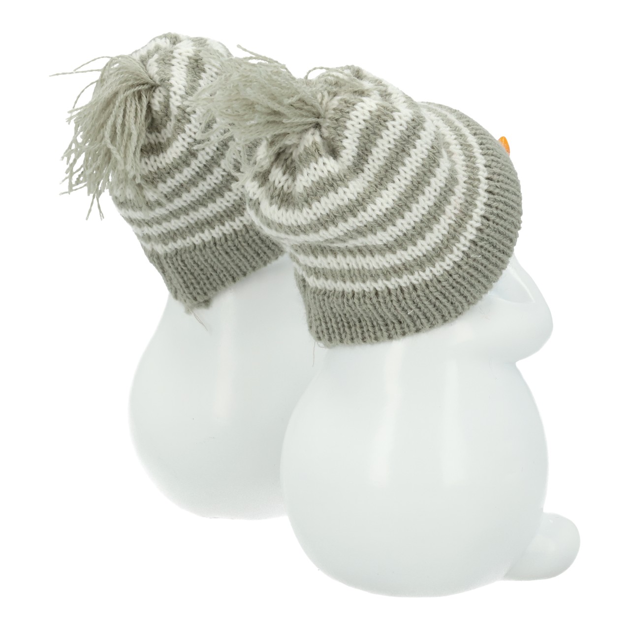 Muñeco de nieve de polietileno blanco 2 surtidos (A/A/A) 8x14x8cm Schneemann, Figur, Weihnachten, Hut gestrickt, Geschenk