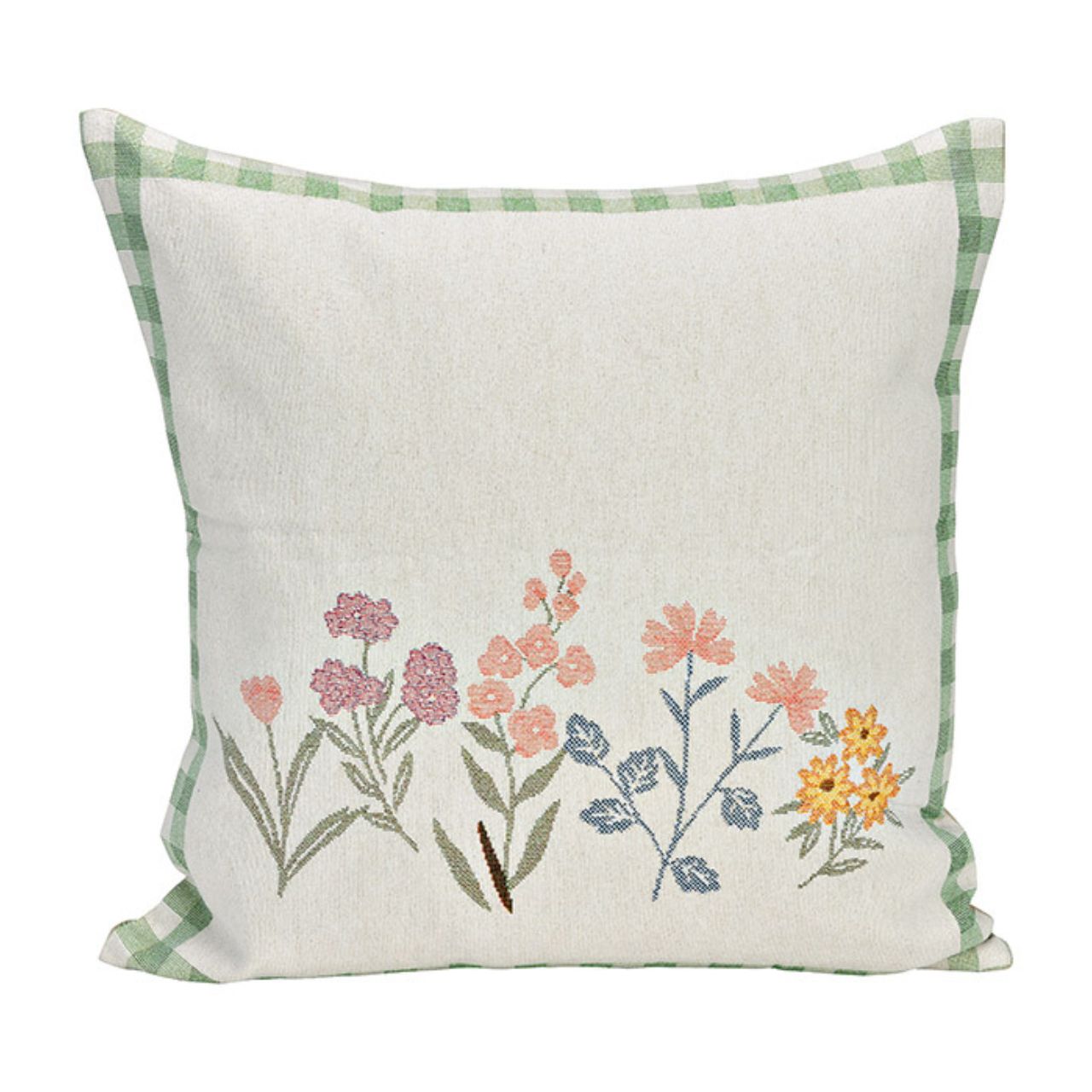 Bloemenkussenhoes, 2-voudig, groen/roze (B/H) 45x45cm met rits Kissen, Dekoration für Zuhause, Kissen, Dekoration für Zuhause, Muster, Windel