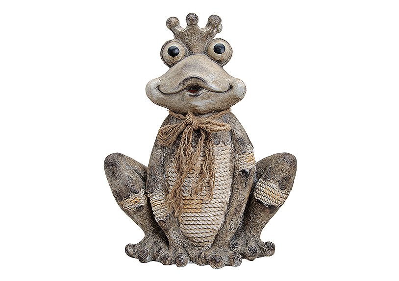 Frog king in grigio in magnesia, L40 x P24 x H53 cm