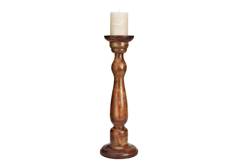 Kerzenhalter aus Mangoholz braun (B/H/T) 15x45x15cm