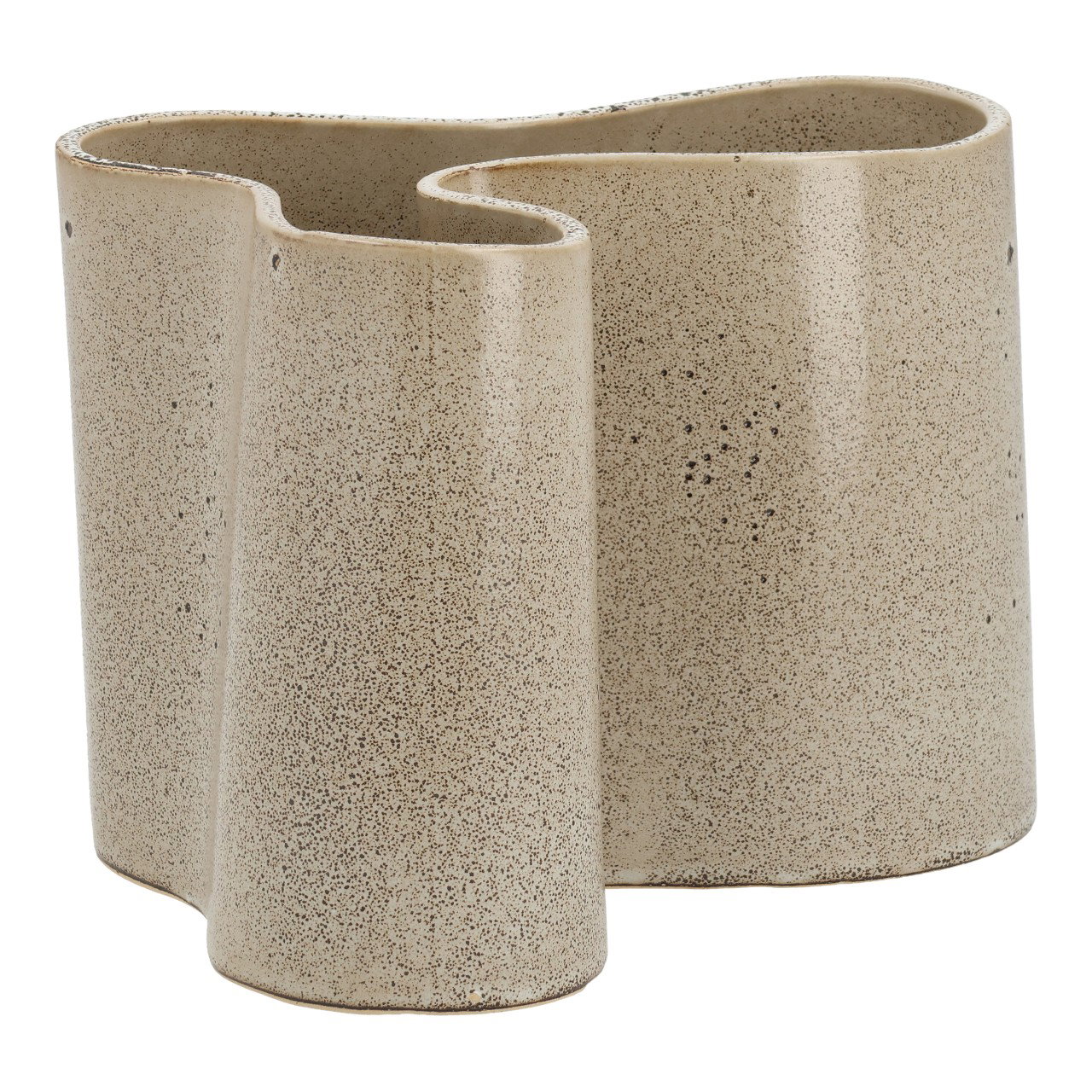 Vase en faïence beige (L/H/P) 19x14x14cm Vase, Keramik, Beige, getupstupfel?, Dekoration