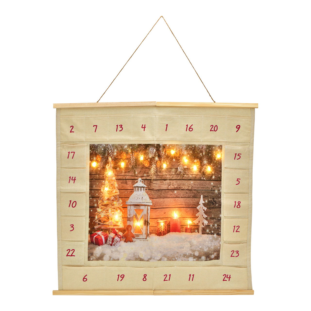 Advent calendar with LED made of textile/wood white (W/H/D) 70x65x1cm Advent calendar with LED made of textile/wood white (W/H/D) 70x65x1cm
