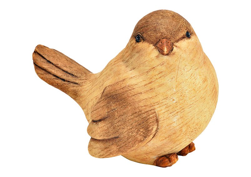 Oiseau aspect bois en poly brun (L/H/P) 14x11x9cm
