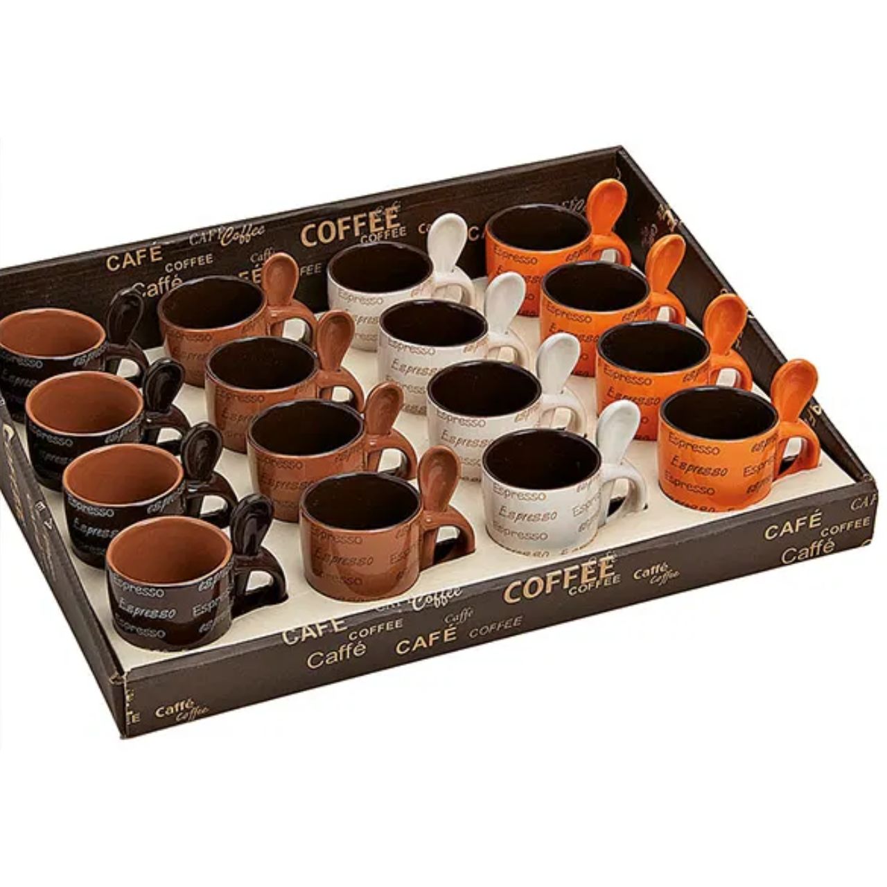 Taza de espresso de cerámica con cuchara, surtida, 7 cm 50ml Pokal