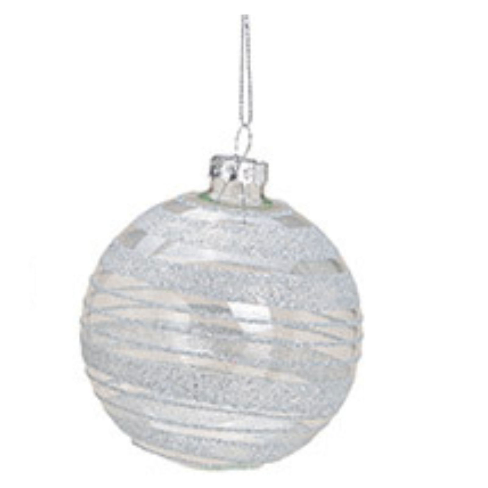 Weihnachtskugel aus Glas, 4-fach, Weiß/Silber Ø8cm Zubehör, Schmuck, Medaillon, Anhänger