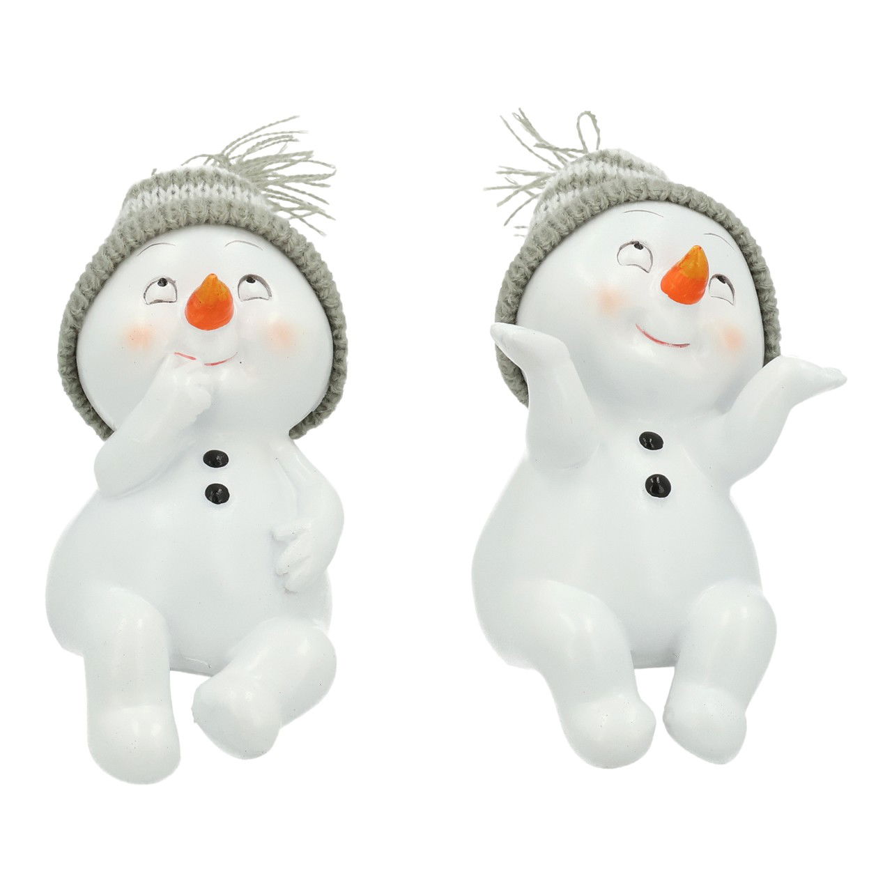 Schneemann, Weihnachtsdeko, Kleinkunstfigur, Knopfaugen, Knopf-Buttons