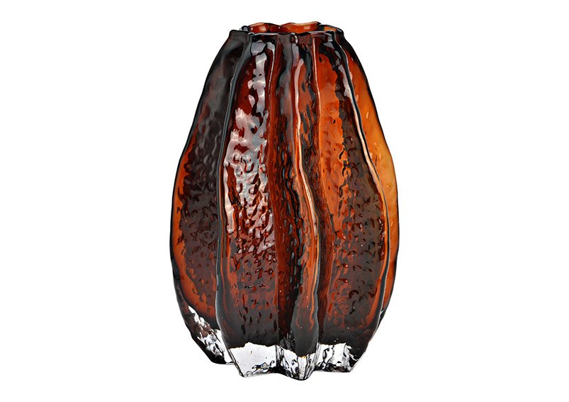 Vase en verre brun (L/H/P) 14x20x14cm
