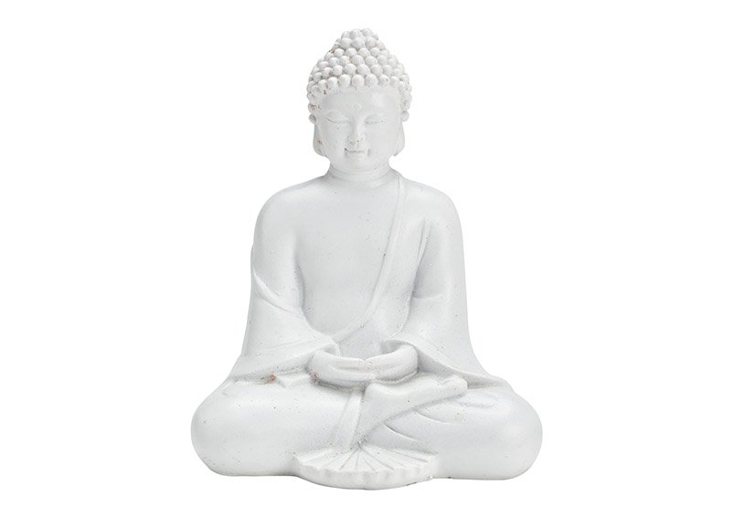 Artículos de primera necesidad dígito eslogan Buda de cerámica blanco (c/h/d) 10x12x7cm | 10034192