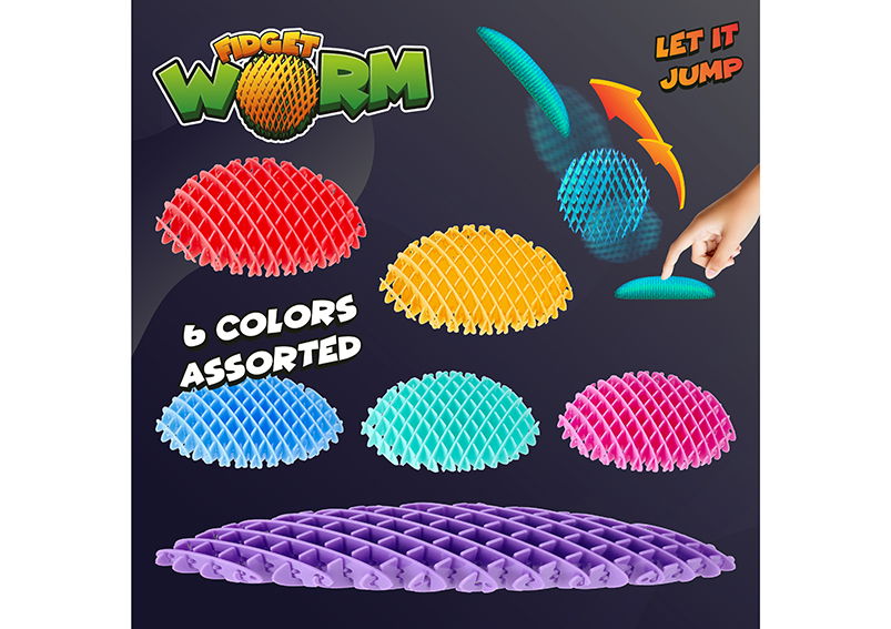 Fidget Worm uni flete marítimo, dimensiones 10,5 a 24,5cm longitud de plástico colorido 6 pliegues, (A/A/P) 10x10x1cm