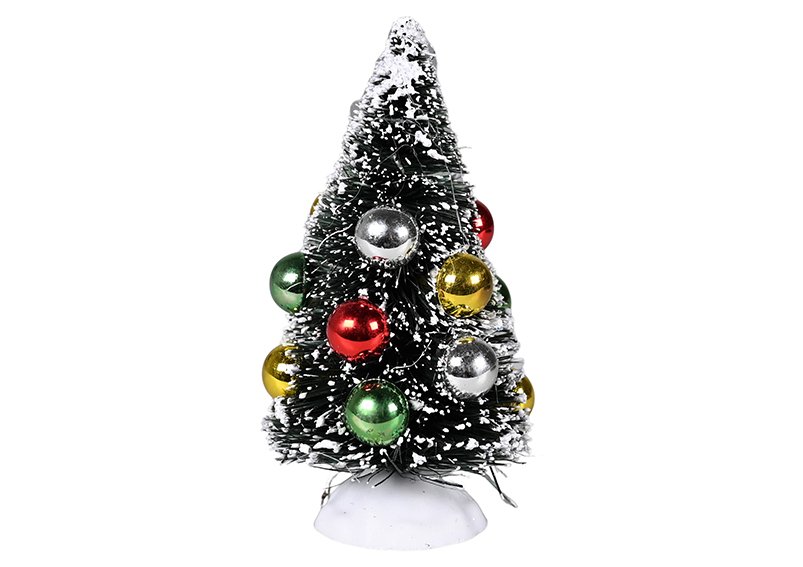Secret Santa door display accessory, Christmas tree with colorful beads, made of green plastic (W/H/D) 6x10.5x6cm