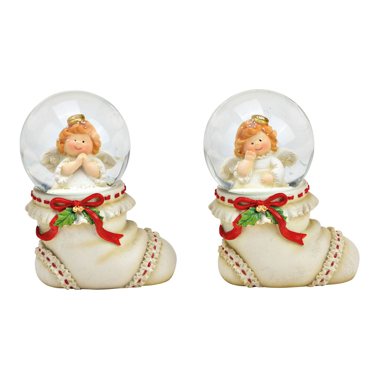 Sneeuwbollengel, kerstmotief van poly/glas wit 2-voudig, (B/H/D) 6x8x4cm