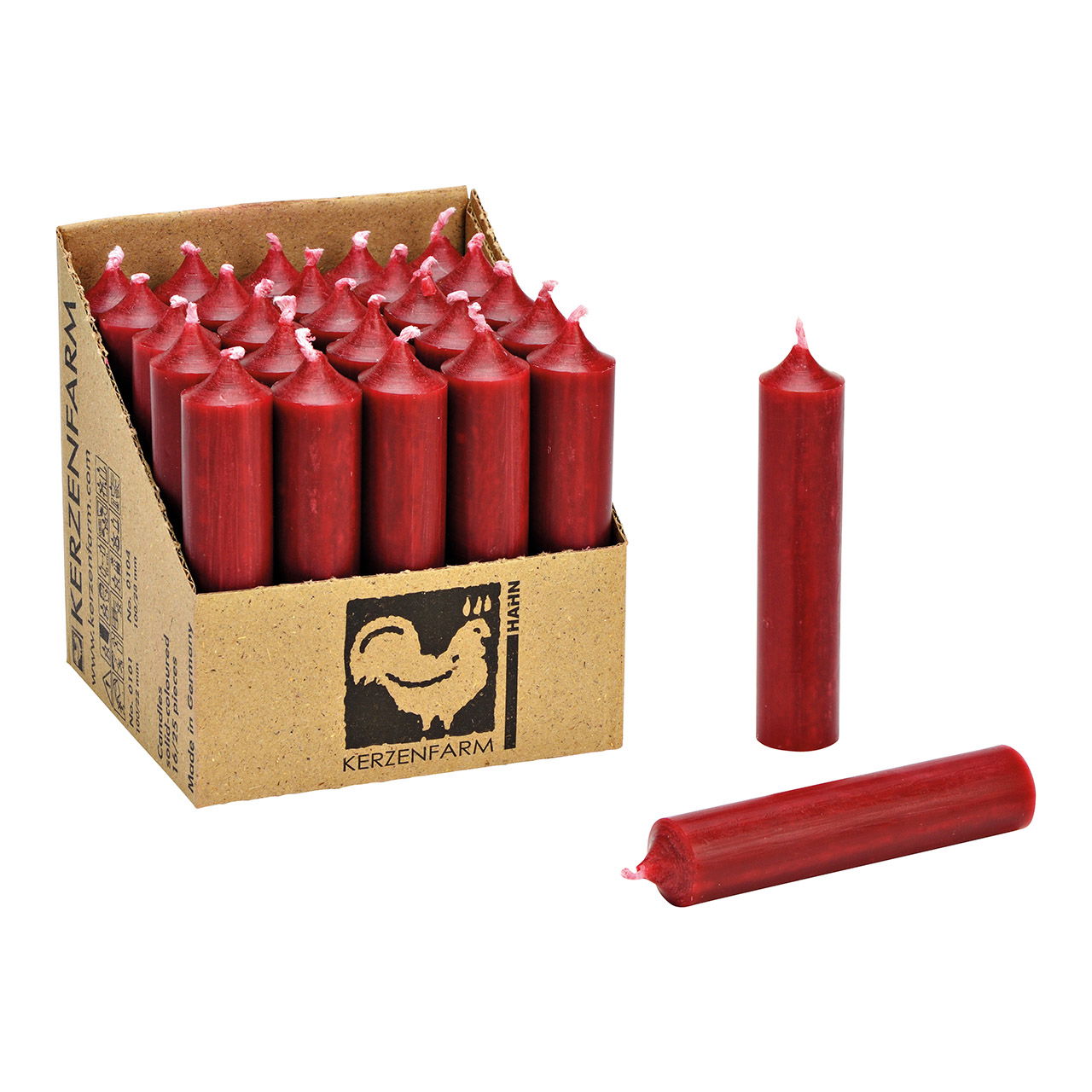 Stick candle color: dark red from wax (W/H/D) 2x10x2cm