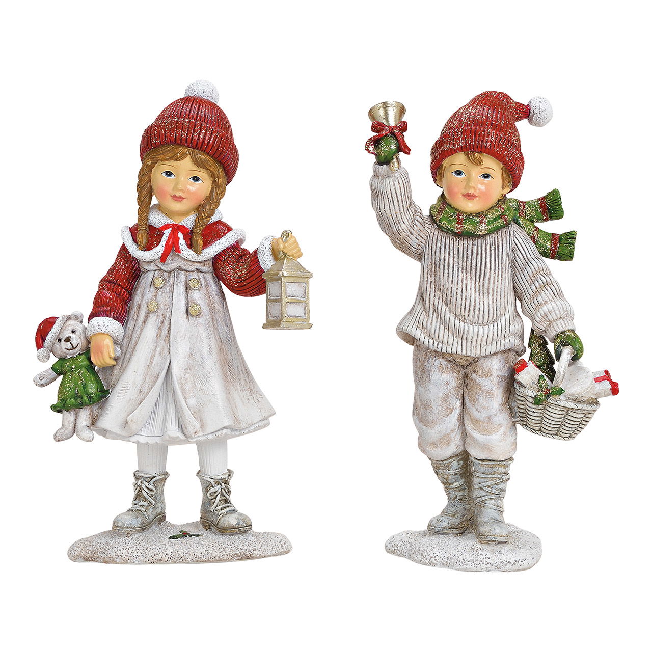 Enfant d'hiver en poly blanc, rouge 2 fois, (L/H/P) 7x12x4cm Enfant d'hiver en poly blanc, rouge 2 fois, (L/H/P) 7x12x4cm