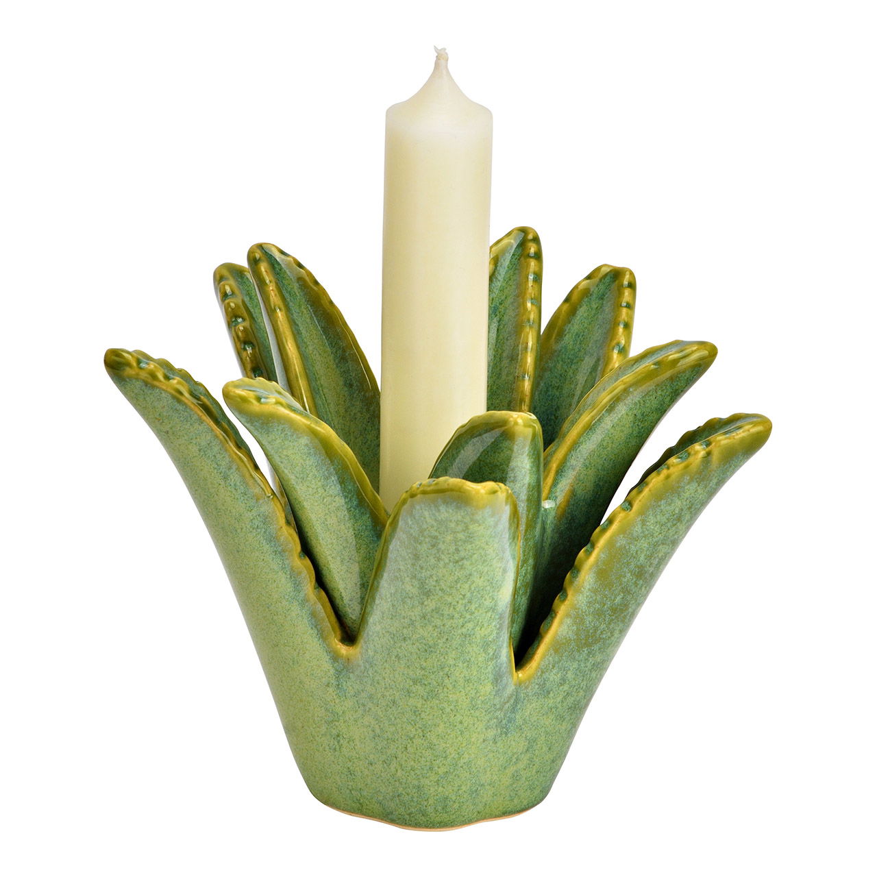 Kerzenhalter Pflanze aus Keramik, Grün (B/H/T) 10x8x10cm Kerzenhalter Pflanze aus Keramik, Grün (B/H/T) 10x8x10cm