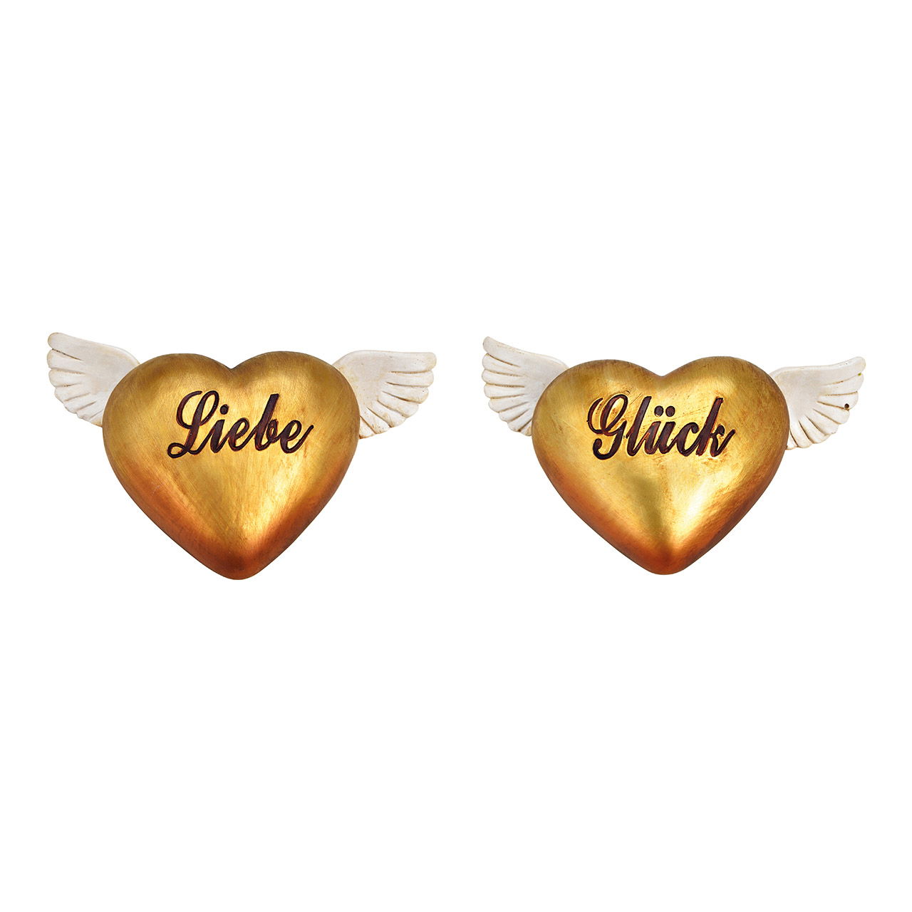 Herz, Liebe, Glück aus Poly Gold 2-fach, (B/H/T) 15x10x4cm