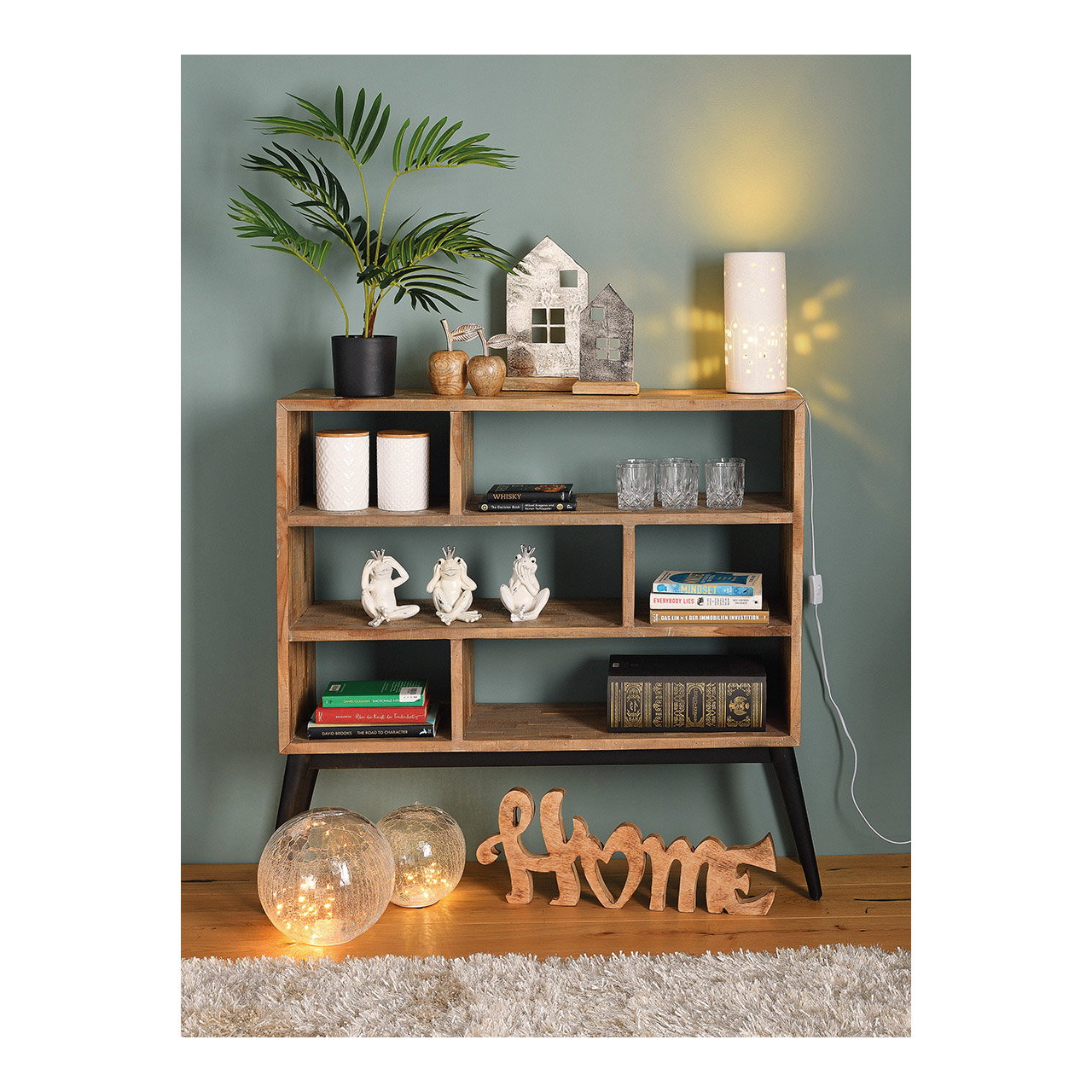 Light ball with 20 LEDs, with timer made of transparent glass Ø20cm Moebel, Pflanze, Bücherschrank, Regal