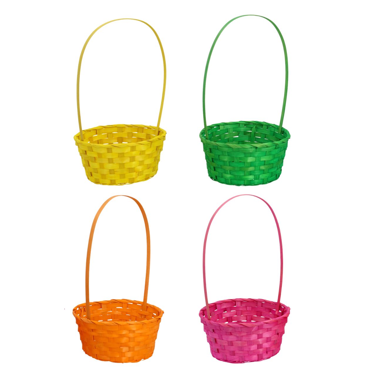 Osterkorb Bambus aus Holz Grün;Gelb;Orange;Pink 4-fach sortiert (B/H/T) 20x24x20cm korb, korbset, bastkorb, trasportkörbe, farbig