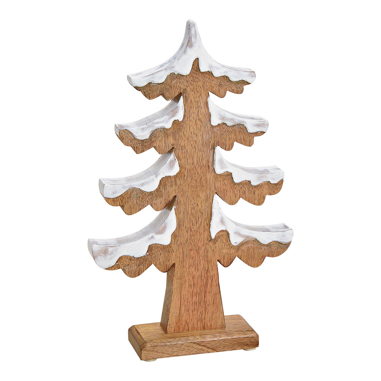 Houten kerstboom met sneeuw Bruin (B/H/D) 18x30x5cm