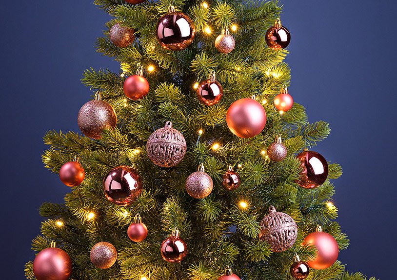 Weihnachtskugel-Set aus Kunststoff Orange Pink/Rosa 100er Set, (B/H/T) 23x35x12cm Ø3/4/6cm