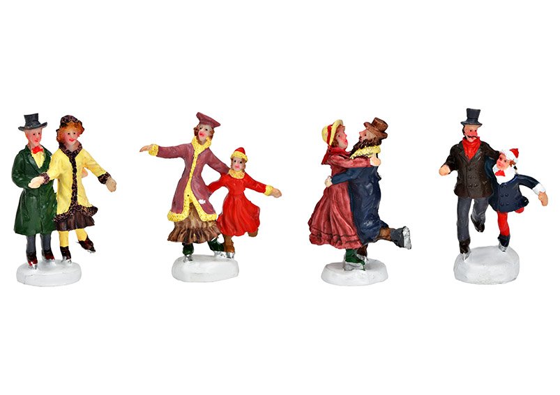 Figurines miniatures de patineurs en poly multicolore 4x, (L/H/P) 5x6x2cm 3x6x3cm