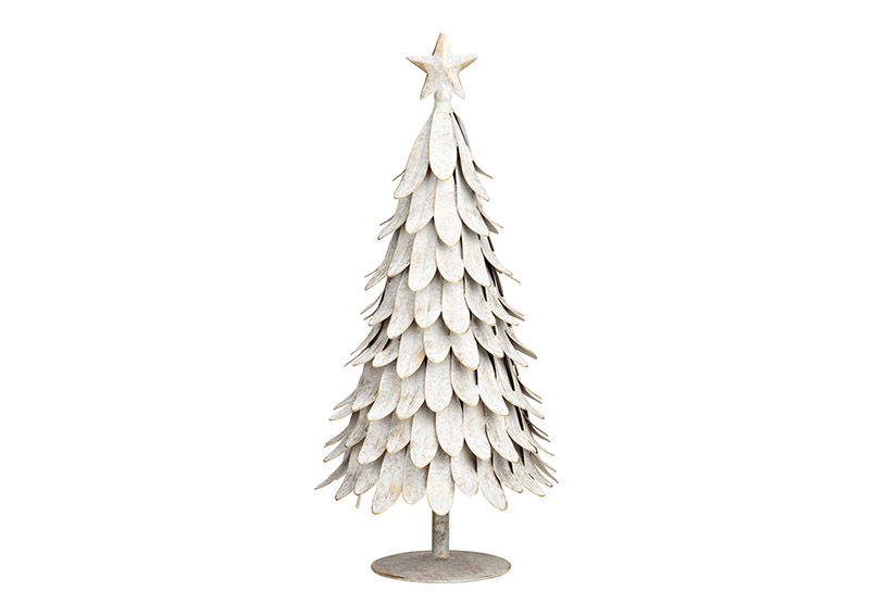 Witte metalen kerstboom (B/H/D) 17x38x17cm