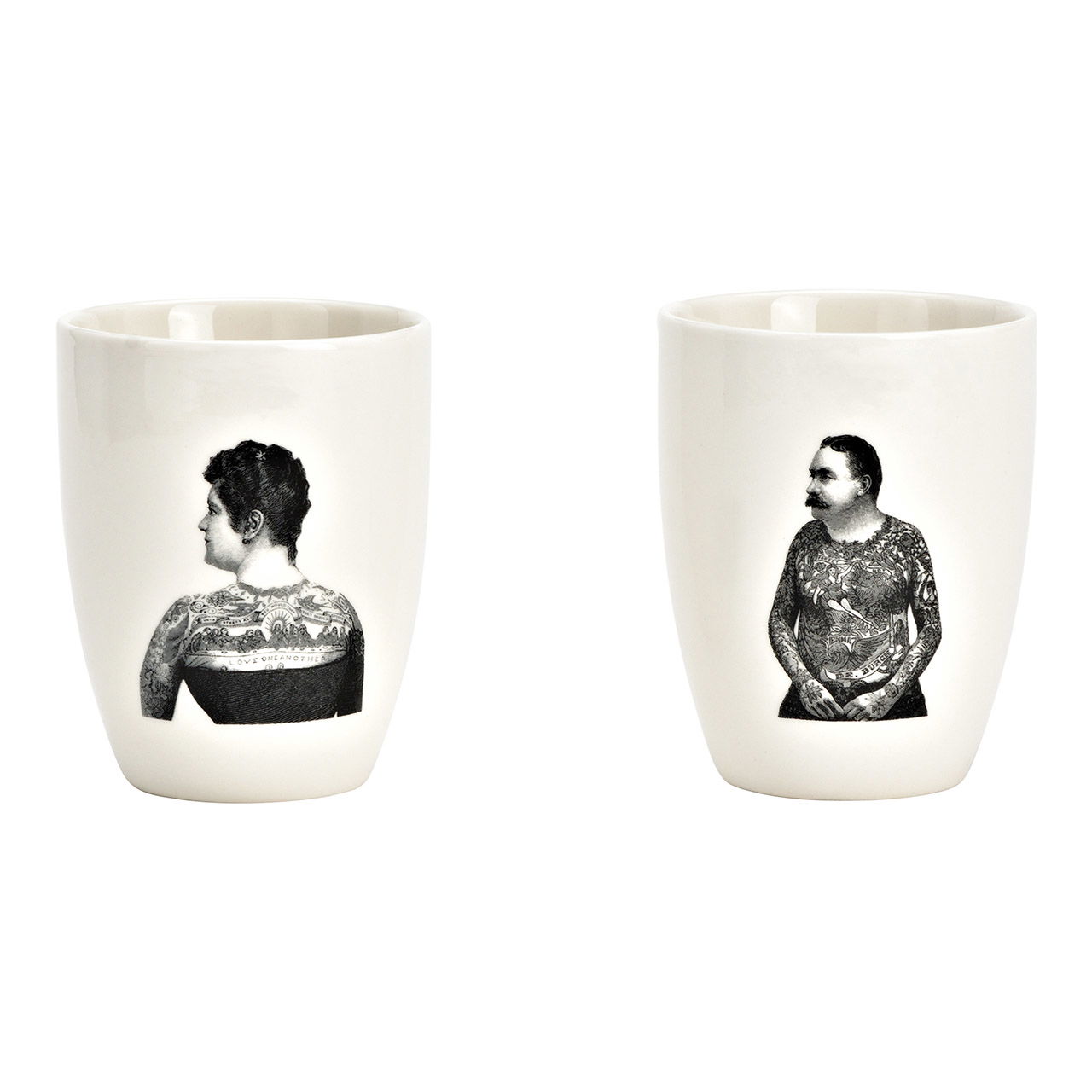 Mug man/woman, porcelain, 2 assorted, (b/h/t) 8x10x5cm