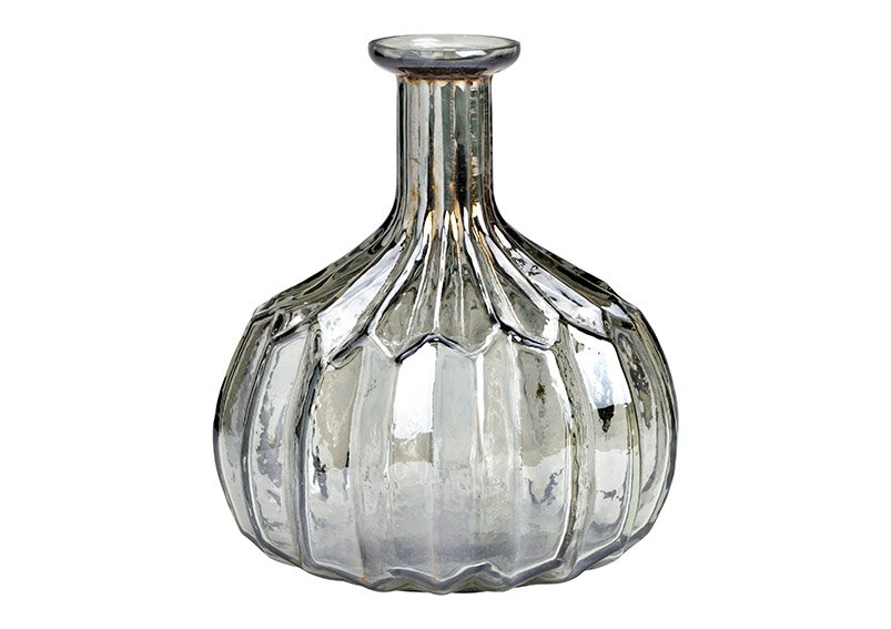 Vase of glass gray (W/H/D) 14x16x14cm