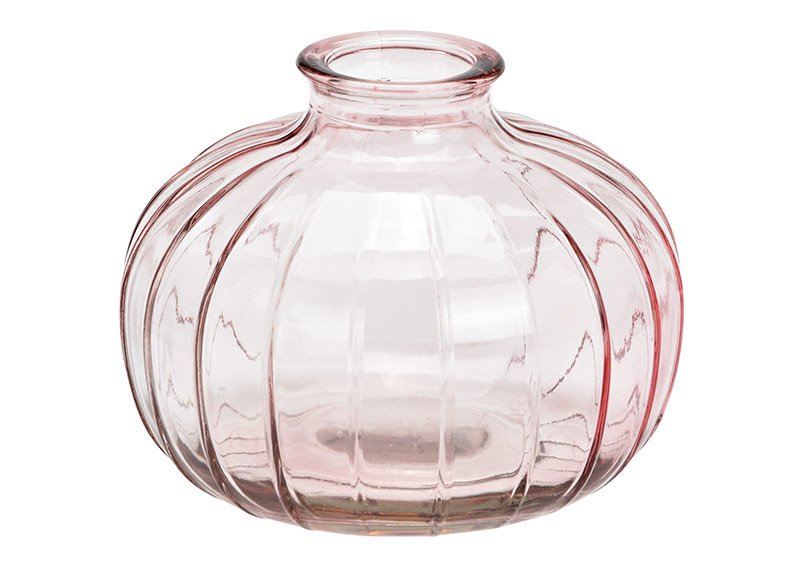 Vase en verre rose/rose (L/H/P) 11x9x11cm