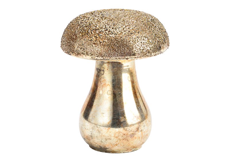 Glass mushroom antique gold (W/H/D) 10x13x10cm