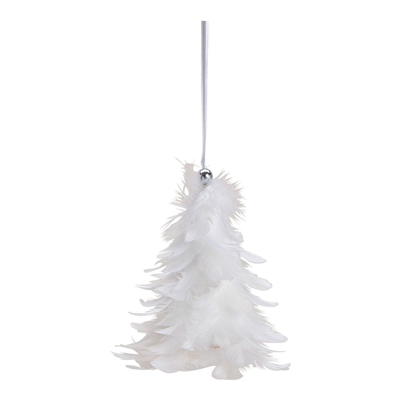 Suspension sapin en plume, plastique blanc (L/H/P) 11x13x11cm