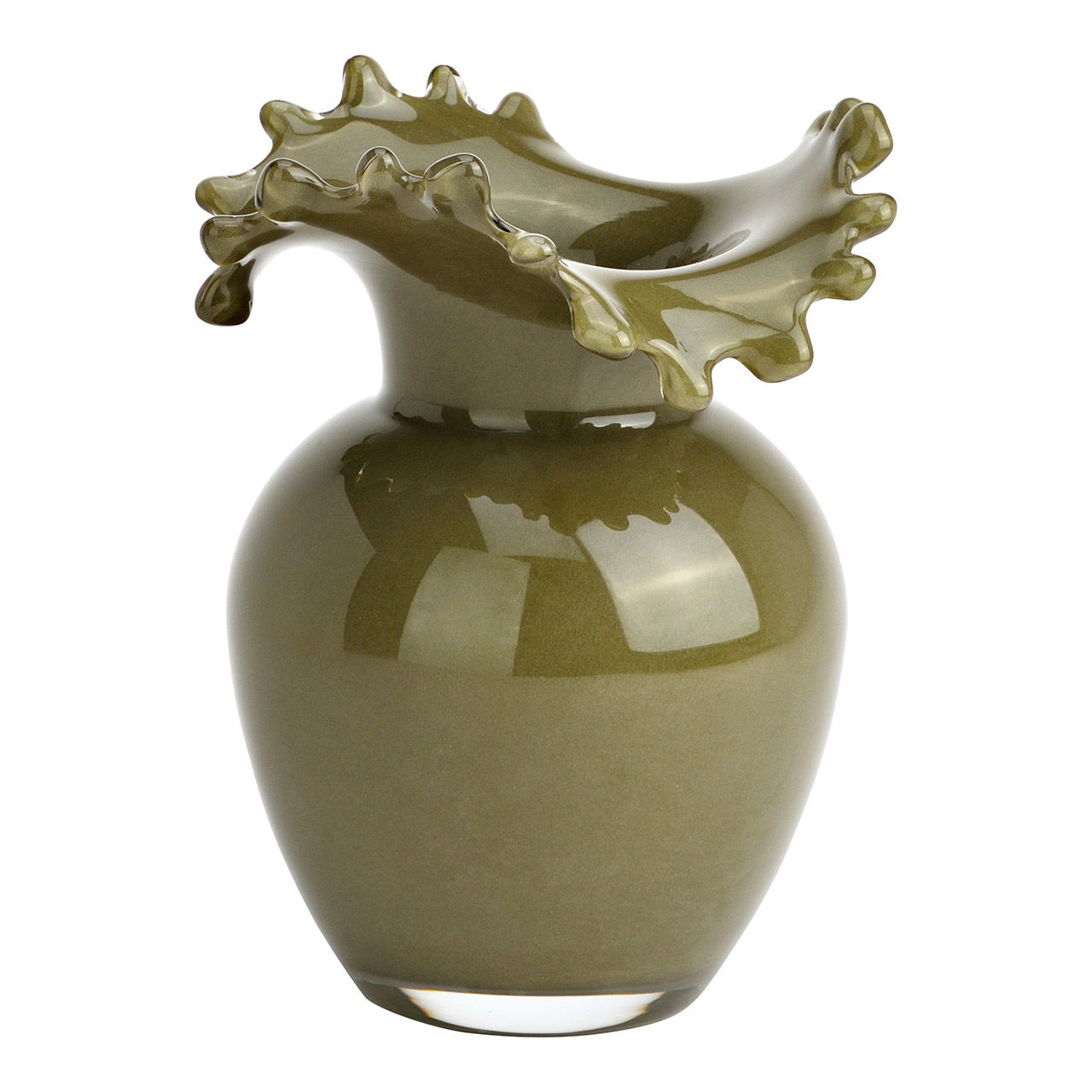 Vase aus Glas, Grün (B/H/T) 14x18x14cm Krug, Töpferei, Vase