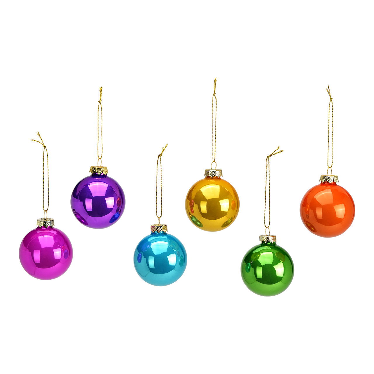 Set de boules de Noël en verre, set de 6, multicolore Ø6cm Zubehör, Ohrring, Schmuck, Medaillon, Anhänger