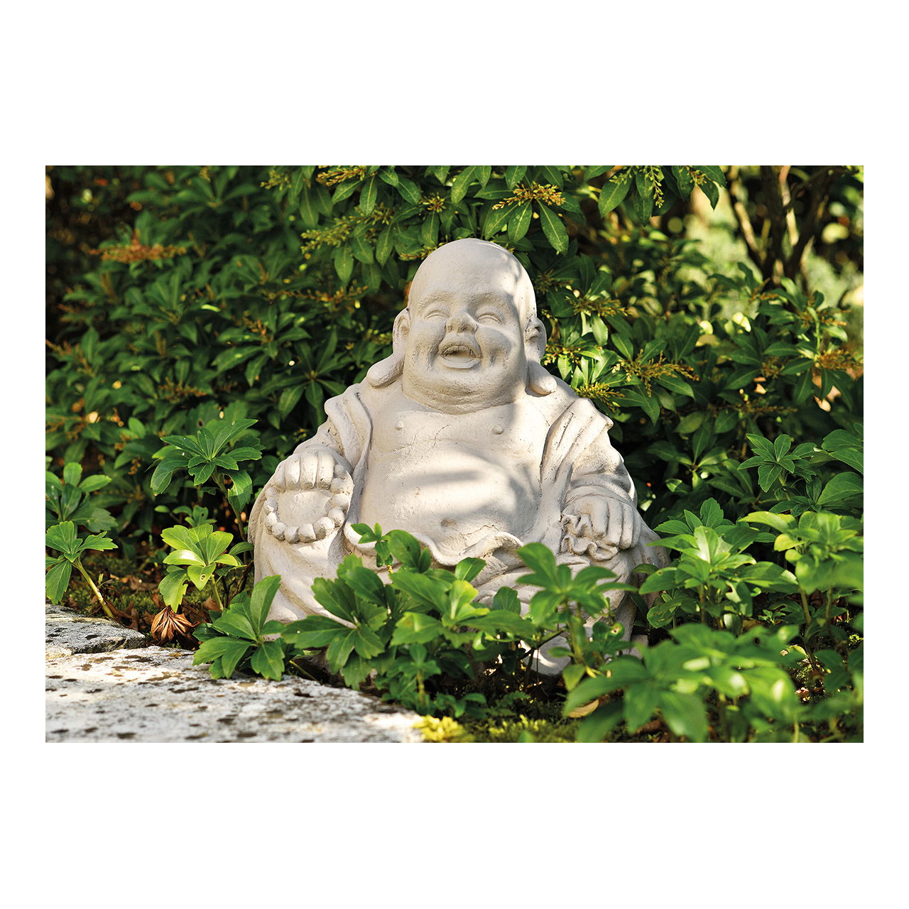 Buddha in grau, Magnesia, B35 x T30 x H32 cm Blatt, Person, Figur, Kunst, Gesicht