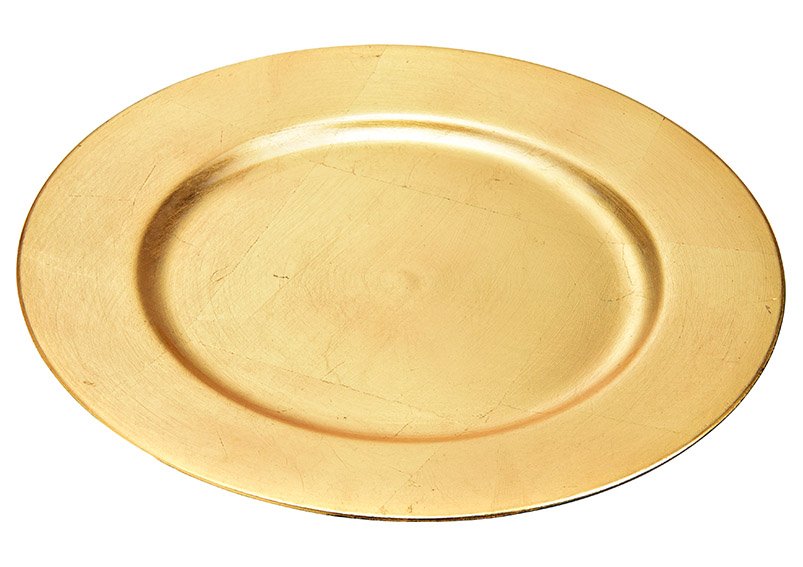 Assiette de présentation en plastique doré, 33 cm