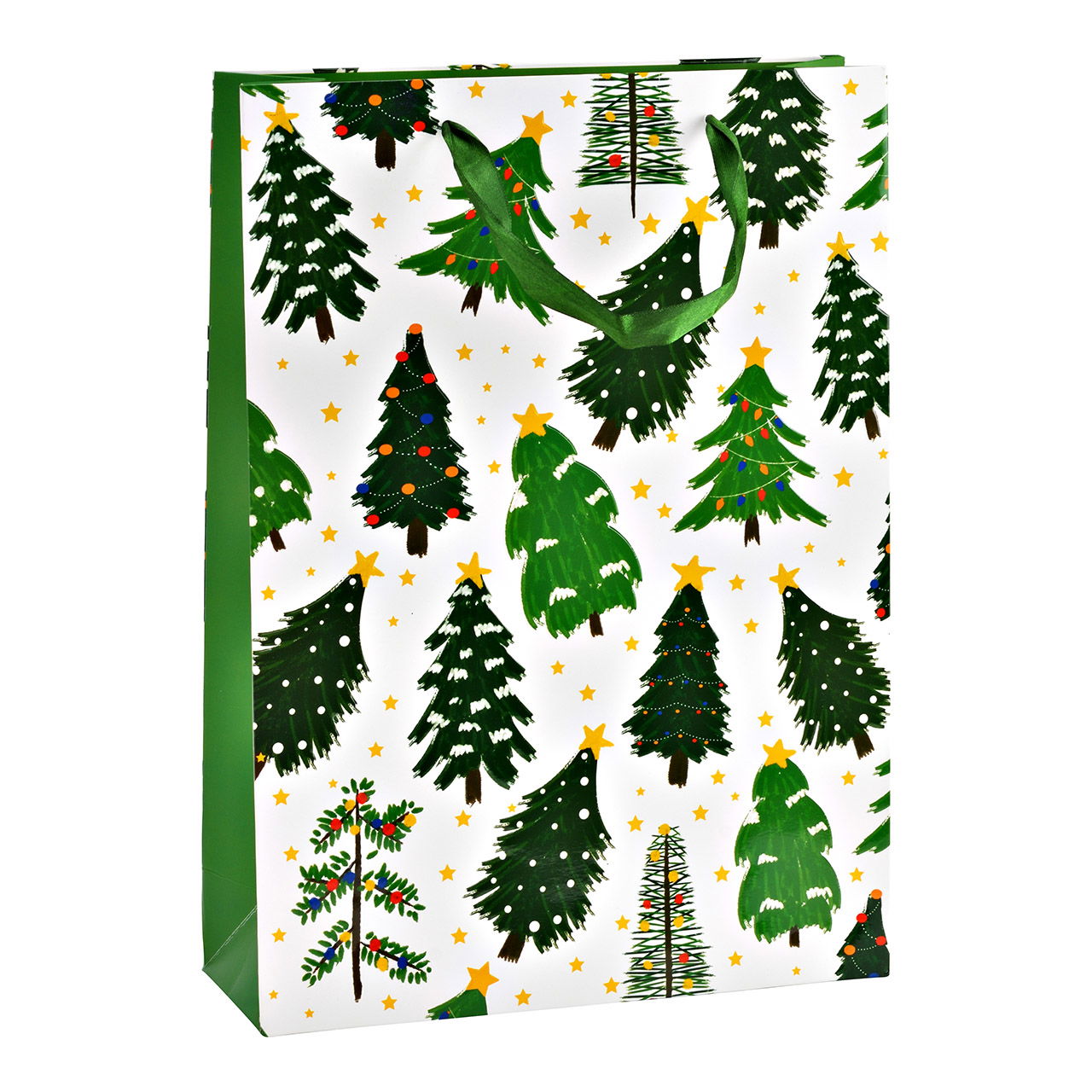 Bolsa de regalo decoración árbol de Navidad 3D de papel/cartón, blanco/verde (A/A/A) 25x34x8cm Bolsa de regalo decoración árbol de Navidad 3D de papel/cartón, blanco/verde (A/A/A) 25x34x8cm