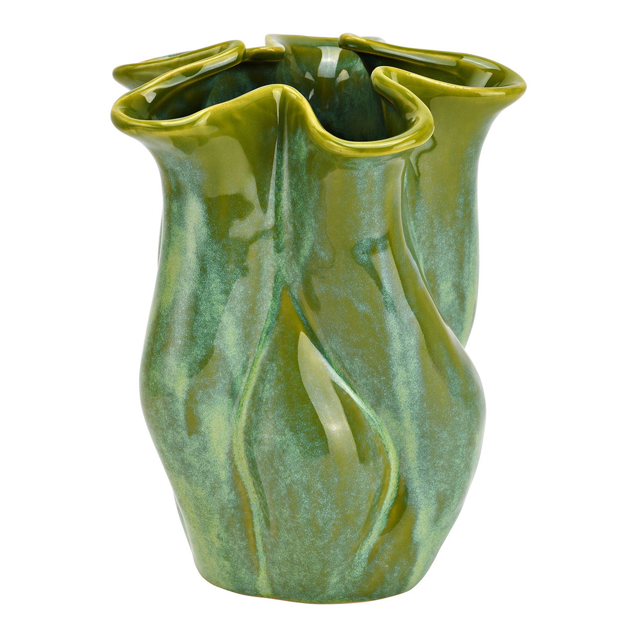 Ceramic vase, green (W/H/D) 20x24x20cm