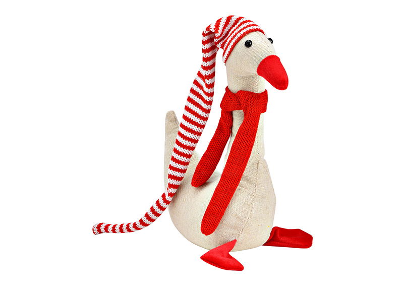 Christmas goose made of textile red, white, beige (W/H/D) 15x23x8cm