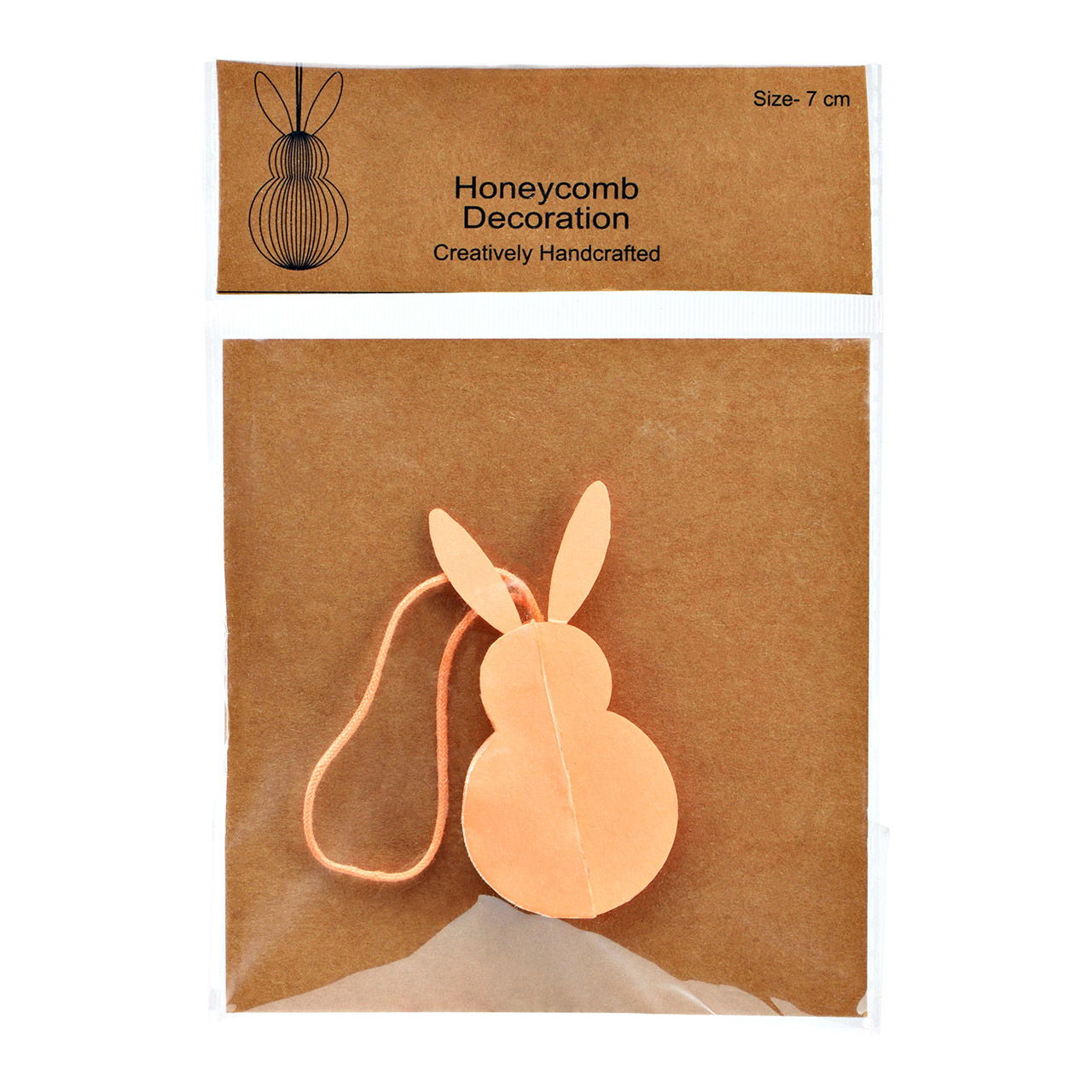 Hanger Honeycomb bunny made of paper/cardboard peach (W/H/D) 6x10x6cm