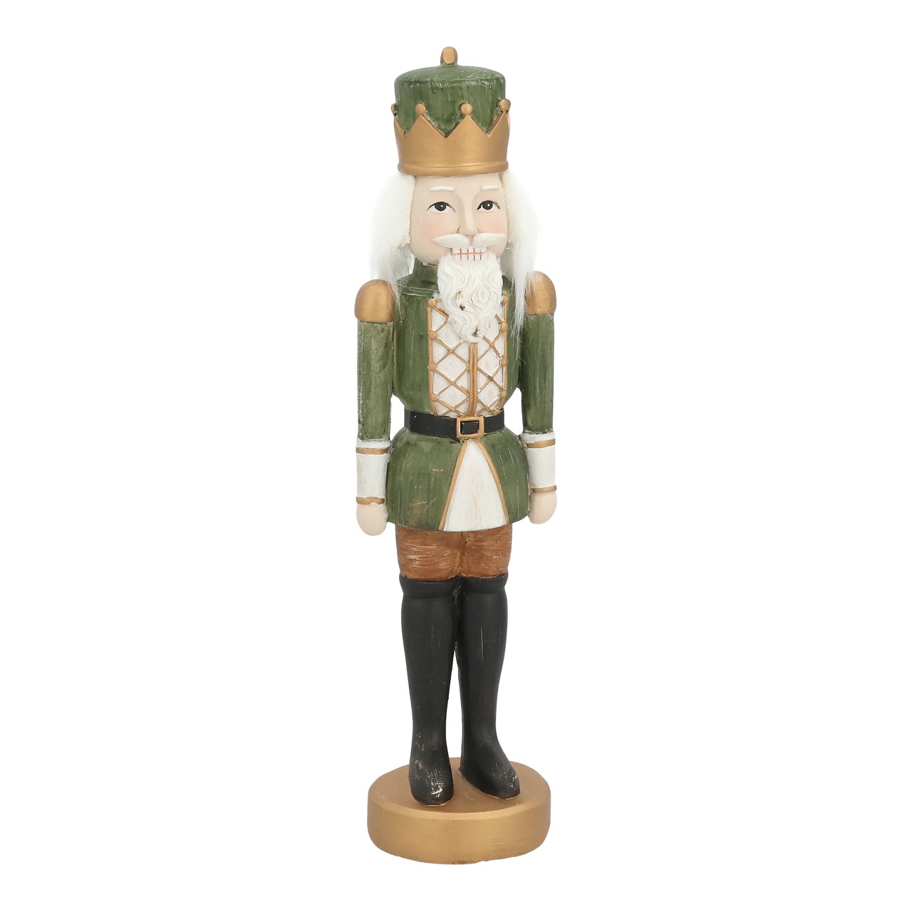 Holzfigur, Holzstatue, Mannfigur, Grünes Outfit, König Figur