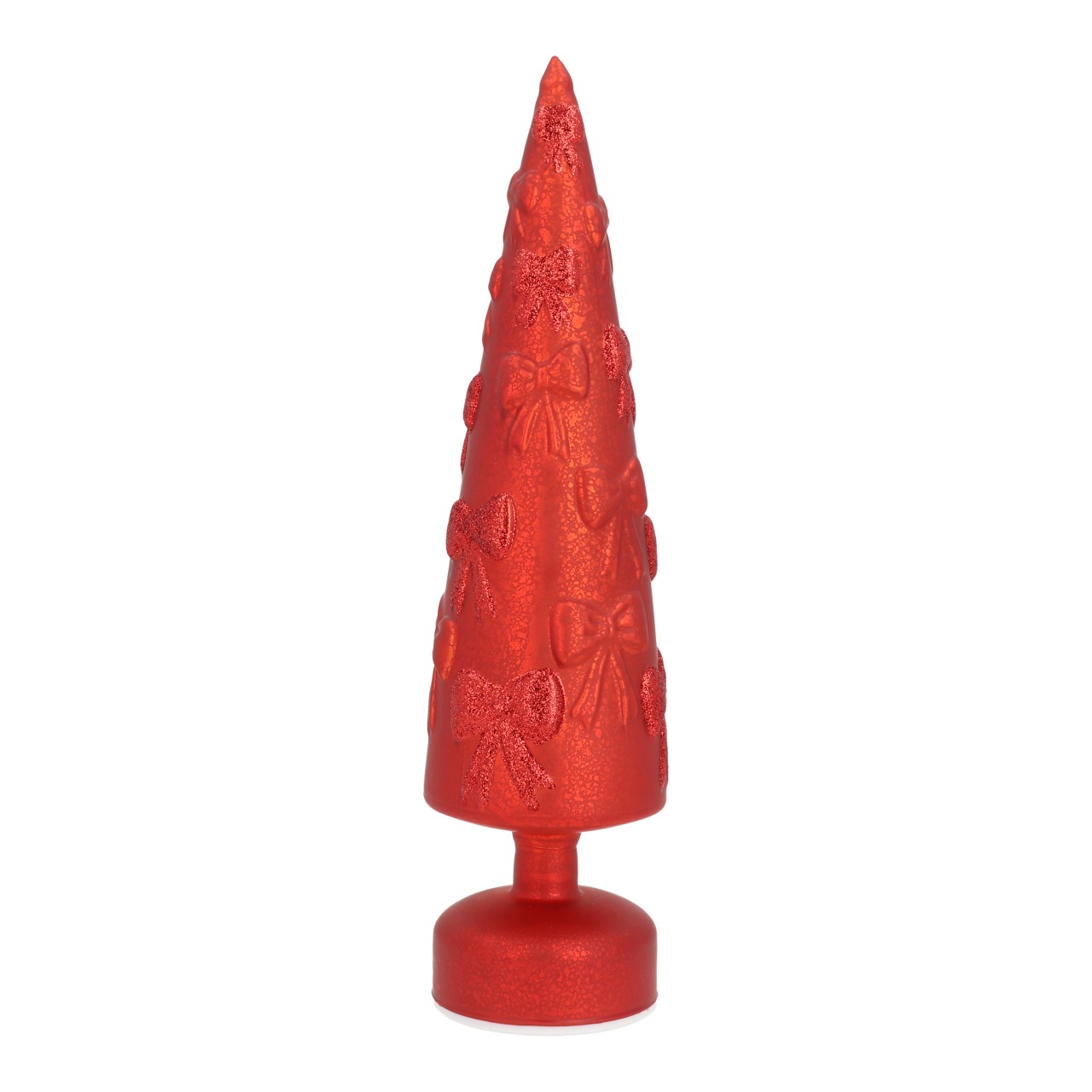 Sapin LED avec minuterie et fonction rotation en verre rouge (L/H/P) 10x38x10cm excl. 3xAAA Kegel