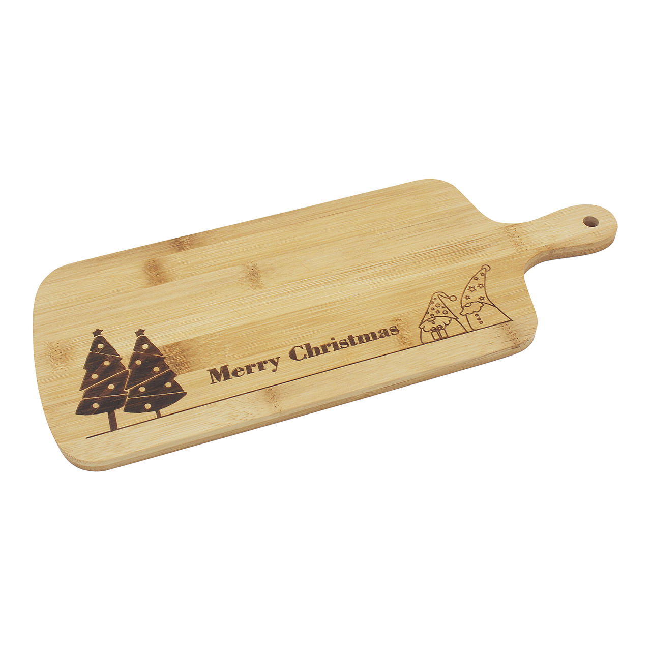 Servierbrett, Merry Christmas aus Bambus natur (B/H/T) 36x1x14cm