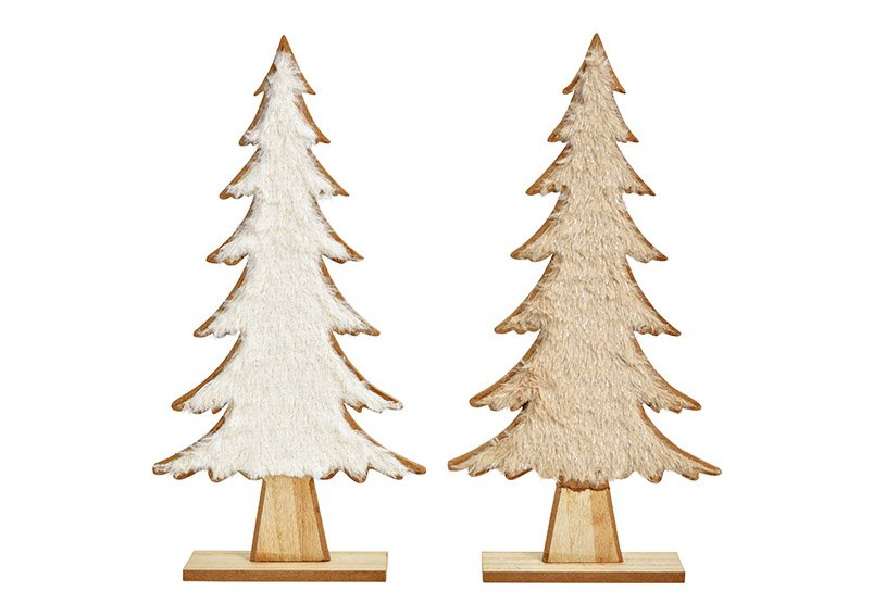 Dennenboom, hout, wit 2-vouw, (w/h/d) 20x41x5cm