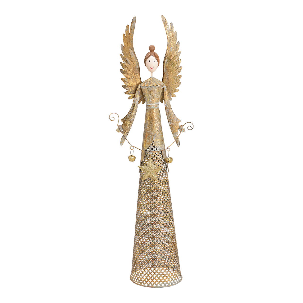 Angel made of gold metal (W/H/D) 17x54x11cm