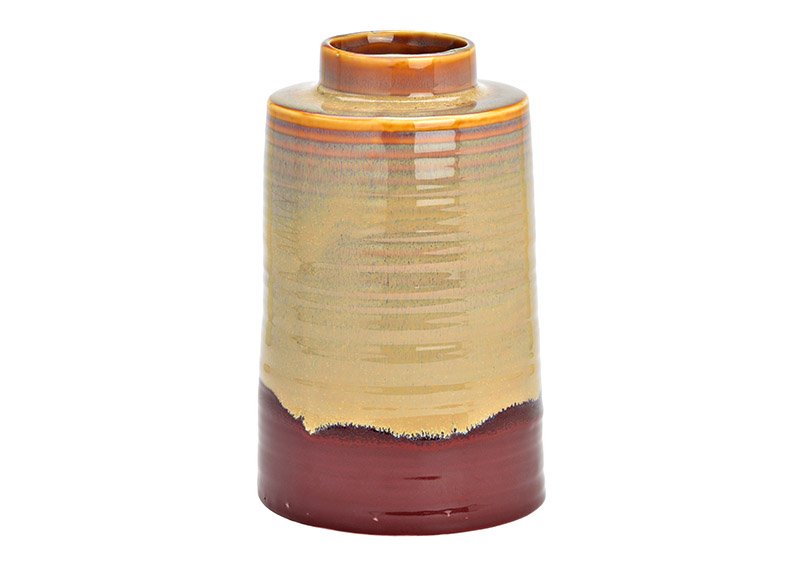 Vaso in porcellana beige, marrone (L/H/D) 11x18x11cm