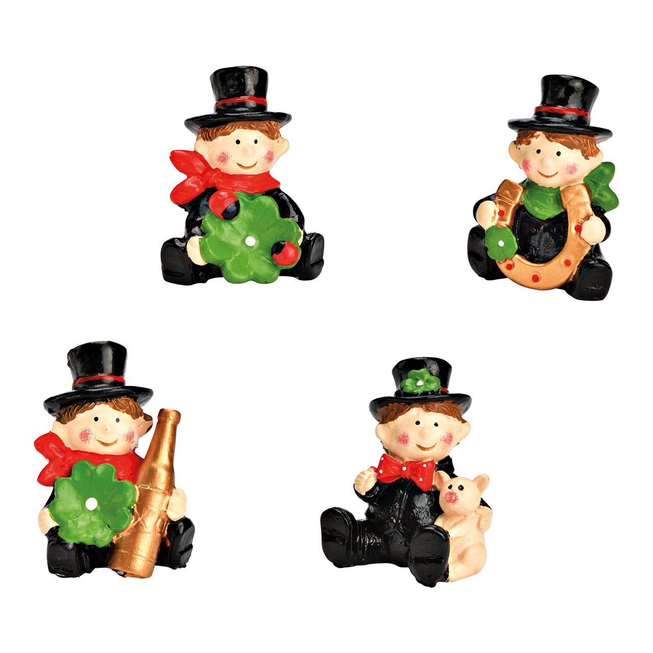 Chimney sweep in gift bag made of poly black 4-fold, (W/H/D) 4x5x2cm in a display of 24